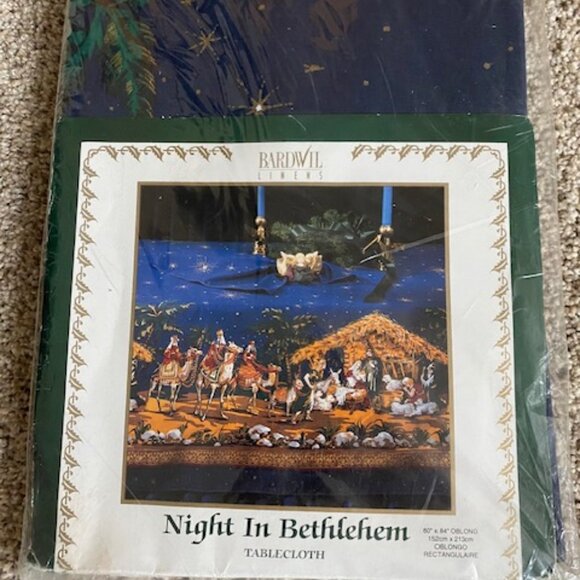 Brand New Vintage "Night In Bethlehem" 60 x 84 Tablecloth - Picture 1 of 2